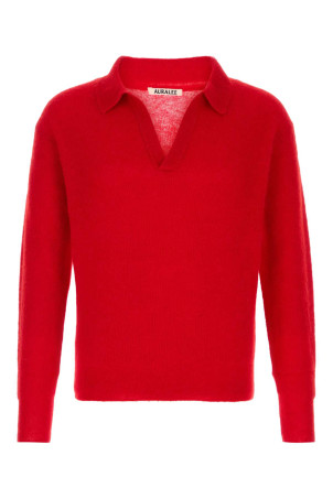 Red alpaca blend polo shirt Red AURALEE (A26AP02AK)