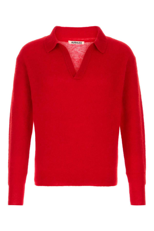 Red alpaca blend polo shirt Red AURALEE (A26AP02AK)