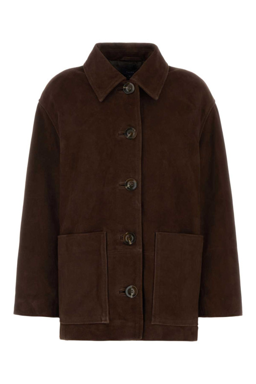 Chocolate suede oversize Vincenzo jacket SOEUR (BLS0629VINCENZO)