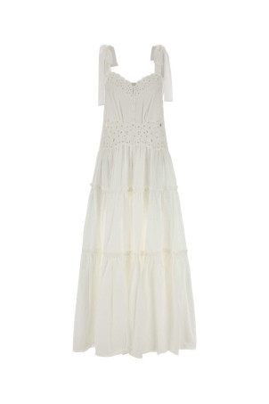 White cotton dress Beige CHLOE (CH26ARO39040)