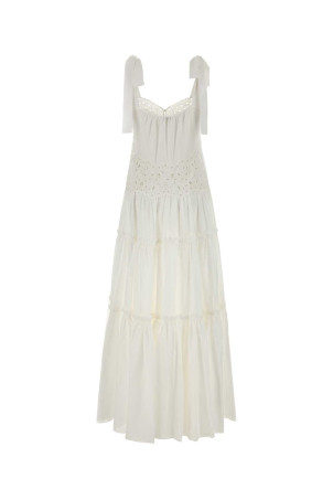 White cotton dress Beige CHLOE (CH26ARO39040)
