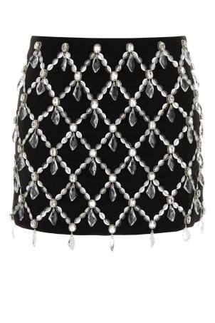 Black stretch gabardine mini skirt DES PHEMMES (D207AQ)