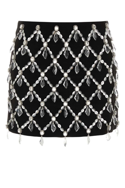 Black stretch gabardine mini skirt DES PHEMMES (D207AQ)