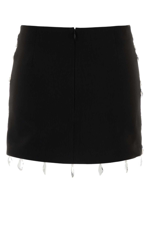 Black stretch gabardine mini skirt DES PHEMMES (D207AQ)