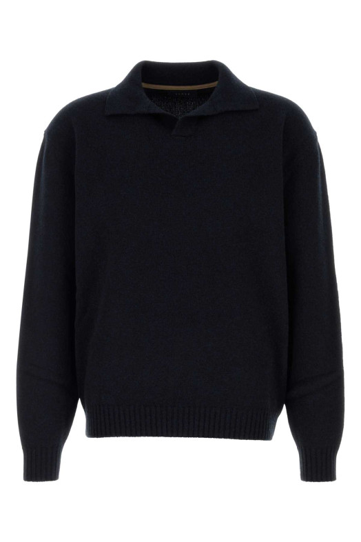 Midnight blue cashmere polo shirt SEASE (KP040XG053)