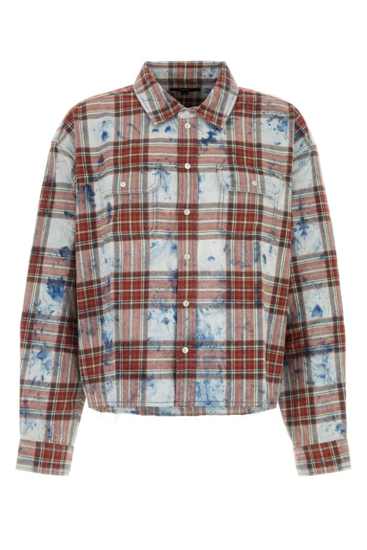 Embroidered cotton oversize shirt Multicolor PURPLE DENIM (M3012PLEM426)