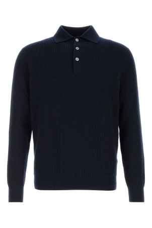 Midnight blue wool blend polo shirt FEDELI (MU006551)