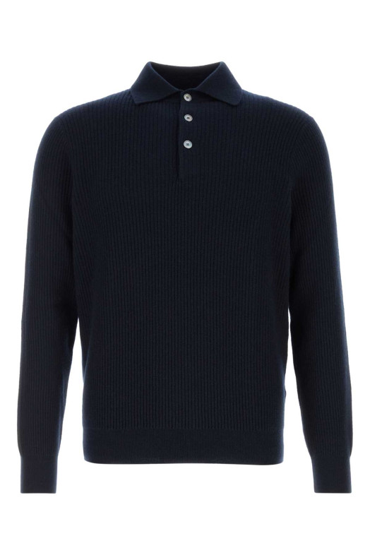 Midnight blue wool blend polo shirt FEDELI (MU006551)