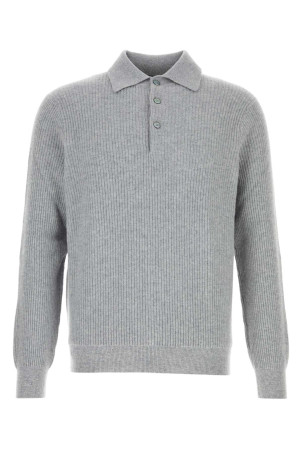 Grey wool blend polo shirt FEDELI (MU006551)