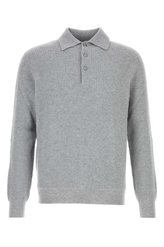 Grey wool blend polo shirt FEDELI (MU006551)