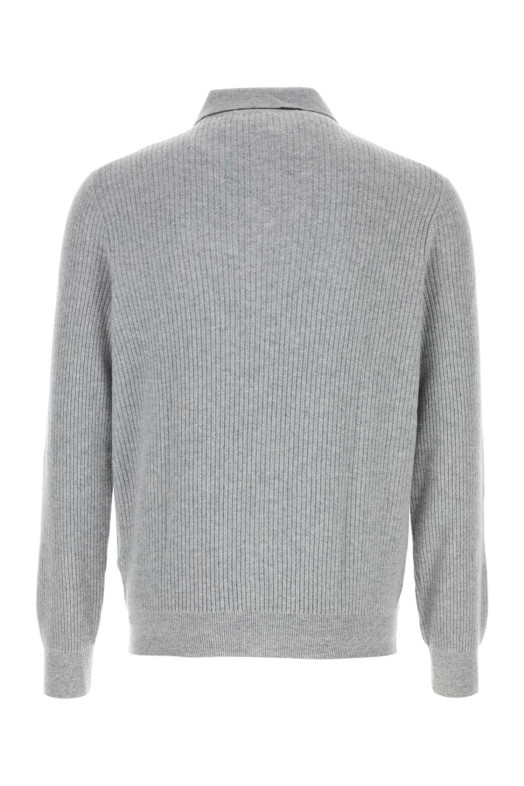 Grey wool blend polo shirt FEDELI (MU006551)