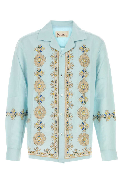 Light pink cotton blend Roses shirt BAZISZT (SR15096)