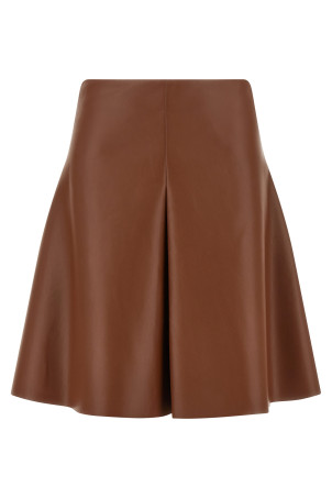 Eco-leather full skirt Brown