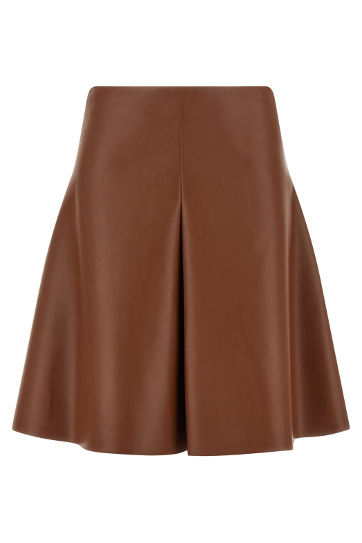 Eco-leather full skirt Brown
