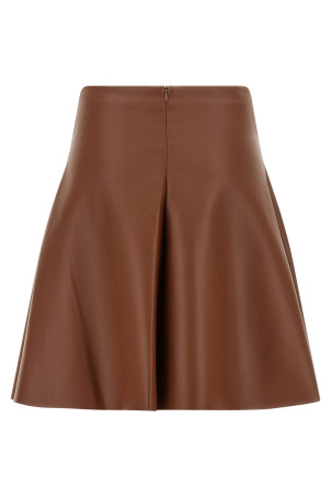 Eco-leather full skirt Brown