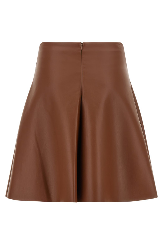 Eco-leather full skirt Brown