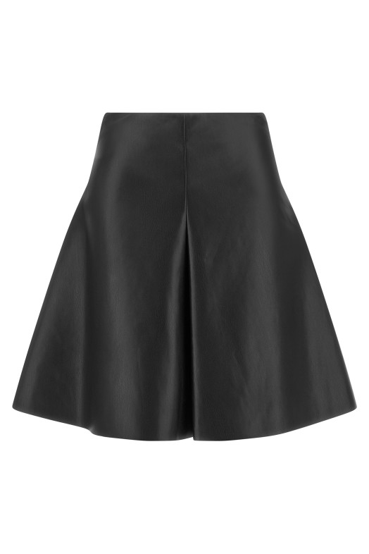 Eco-leather full skirt Black