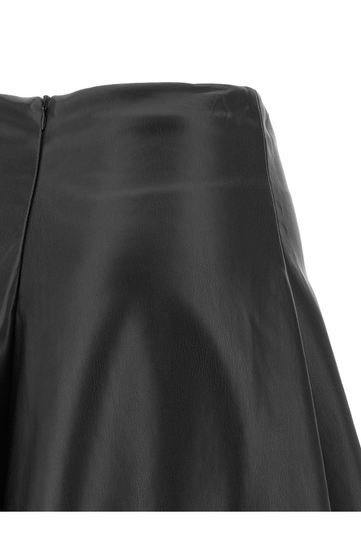 Eco-leather full skirt Black