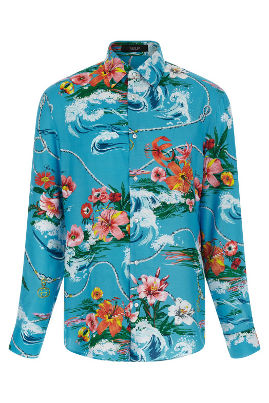 Gucci floral print shirt BLUE