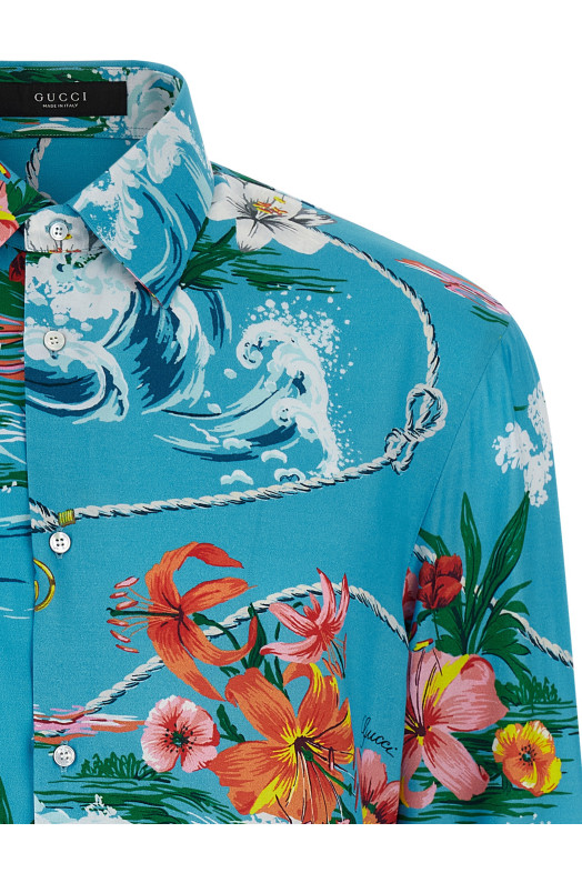 Gucci floral print shirt BLUE