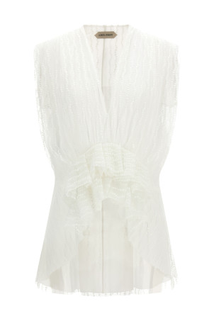 Asymmetrical tulle top White