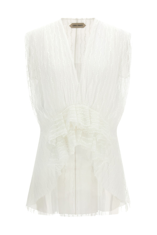 Асимметричный топ из тюля, белый ALBERTA FERRETTI A080551200002