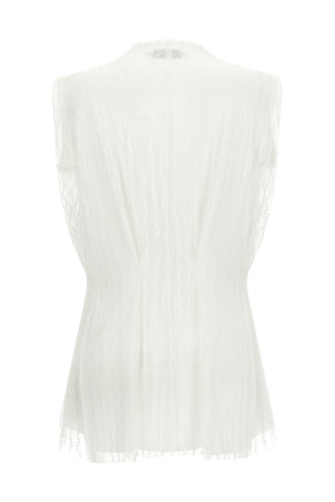 Asymmetrical tulle top White