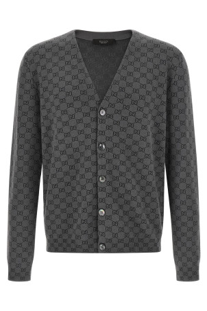 GG wool and silk cardigan Gray