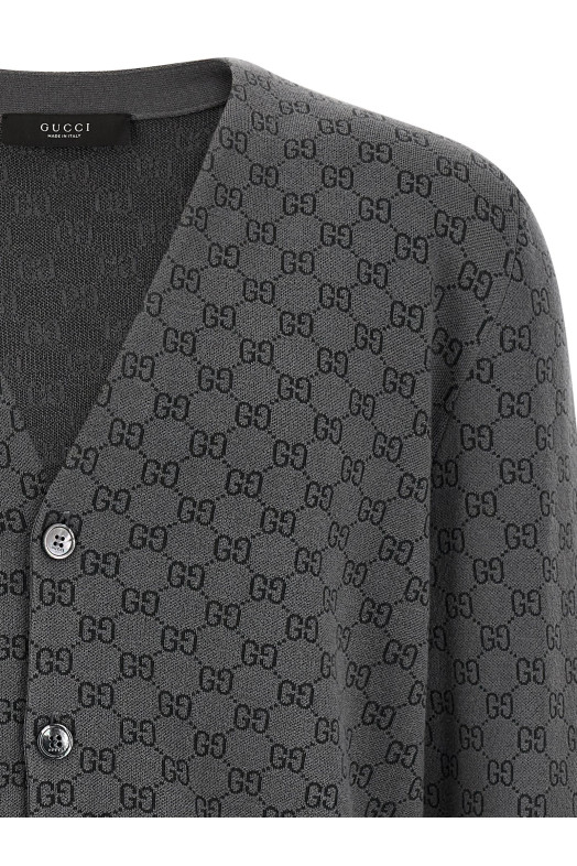 Кардиган из шерсти и шелка GG, серый GUCCI A0027KXKFMB1044