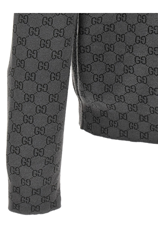 Кардиган из шерсти и шелка GG, серый GUCCI A0027KXKFMB1044