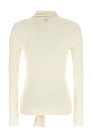 Lavallière neck cardigan White