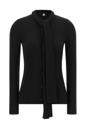 Lavallière neck cardigan Black