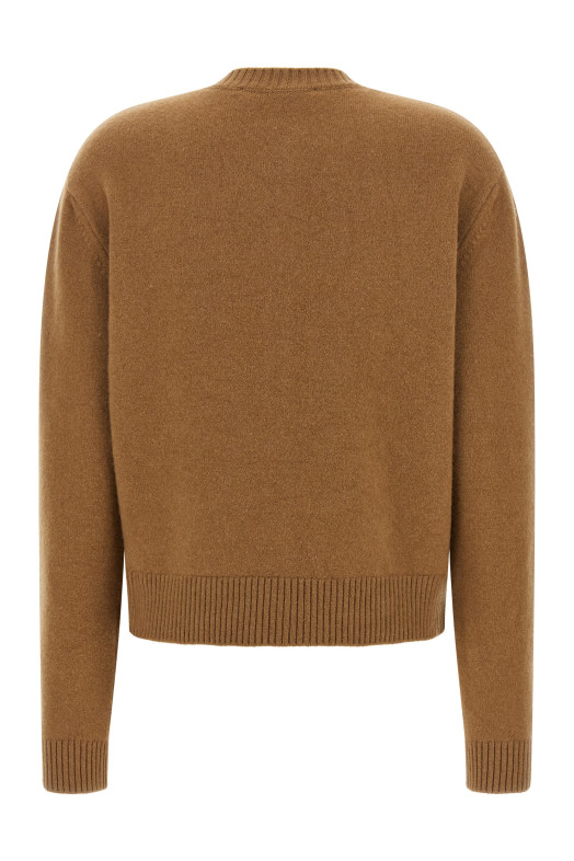 Cashmere mixed crew neck cardigan Brown