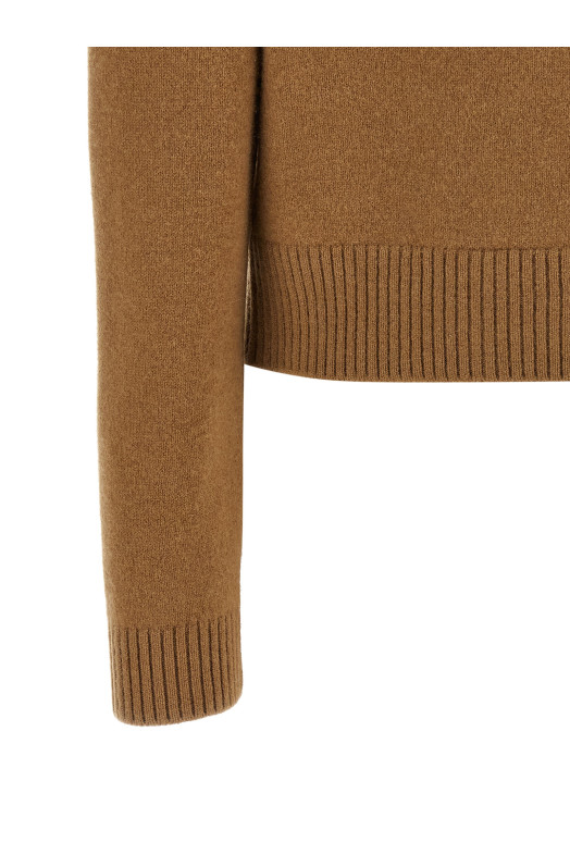 Cashmere mixed crew neck cardigan Brown