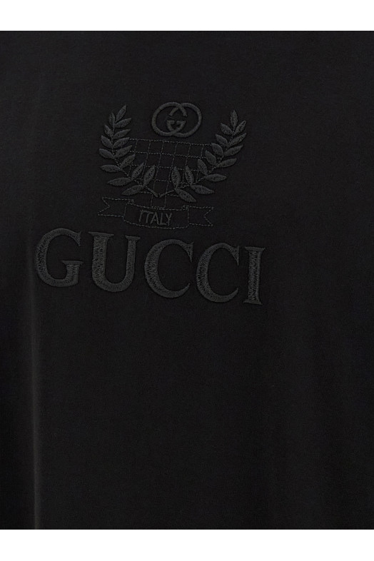 'Gucci Incrocio GG' embroidered T-shirt Black