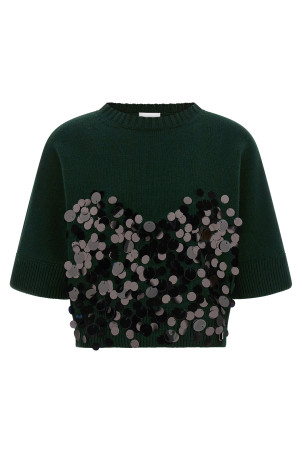 Sequin cropped sweater Green