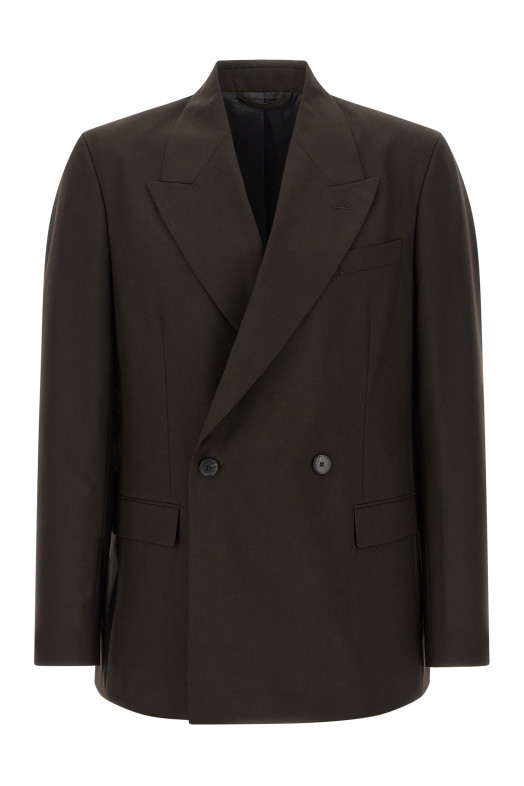 Двубортный блейзер коричневого цвета M326018DARKBROWNDRYWOOL