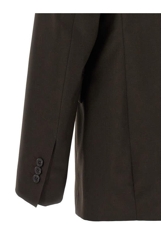 Двубортный блейзер коричневого цвета M326018DARKBROWNDRYWOOL