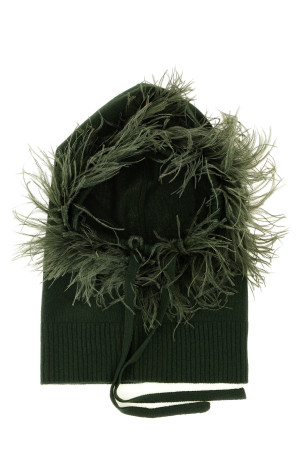 Balaclava with feathers Green