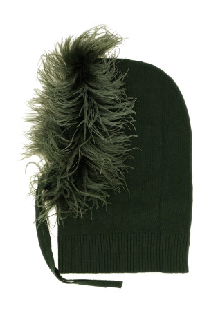 Balaclava with feathers Green