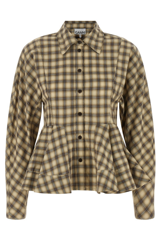 'Check Flannel Peplum' shirt Beige