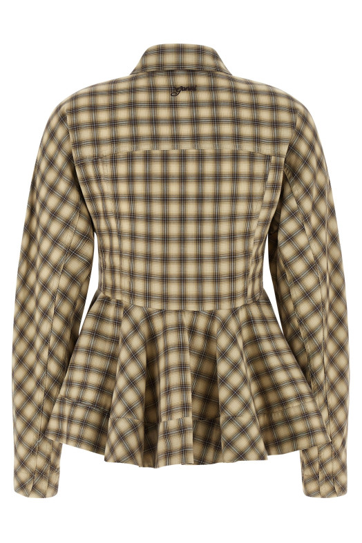 'Check Flannel Peplum' shirt Beige