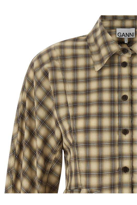 'Check Flannel Peplum' shirt Beige