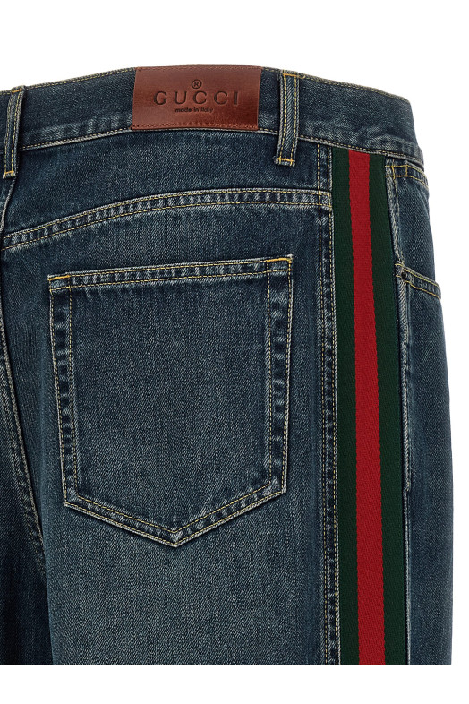 'Nastro Web' baggy jeans Blue