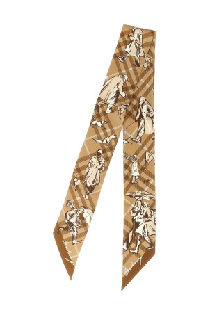 'Check Mates' thin scarf Beige