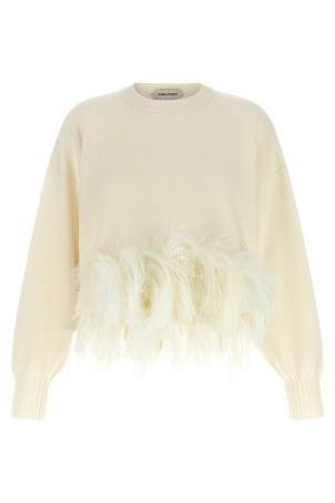 Feather cropped sweater White