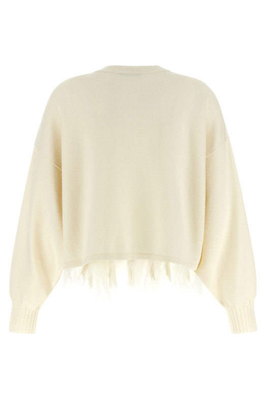 Feather cropped sweater White