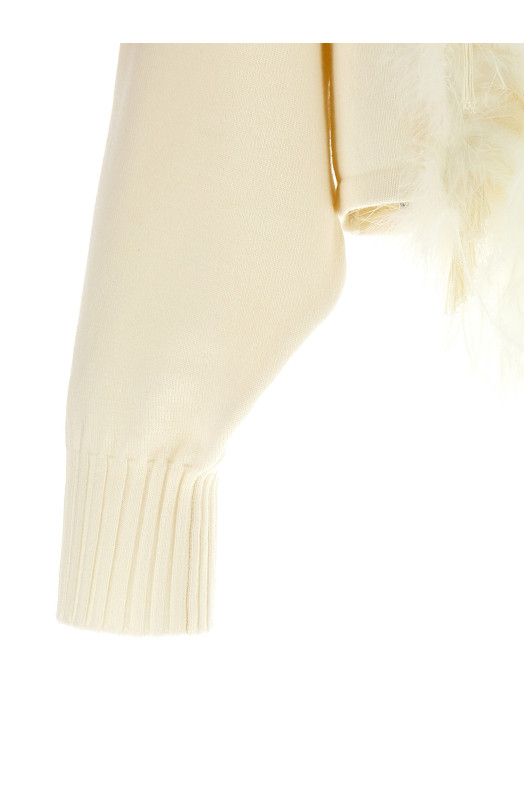 Feather cropped sweater White