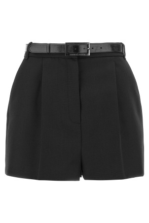 Belted wool shorts Black