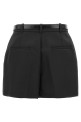 Belted wool shorts Black